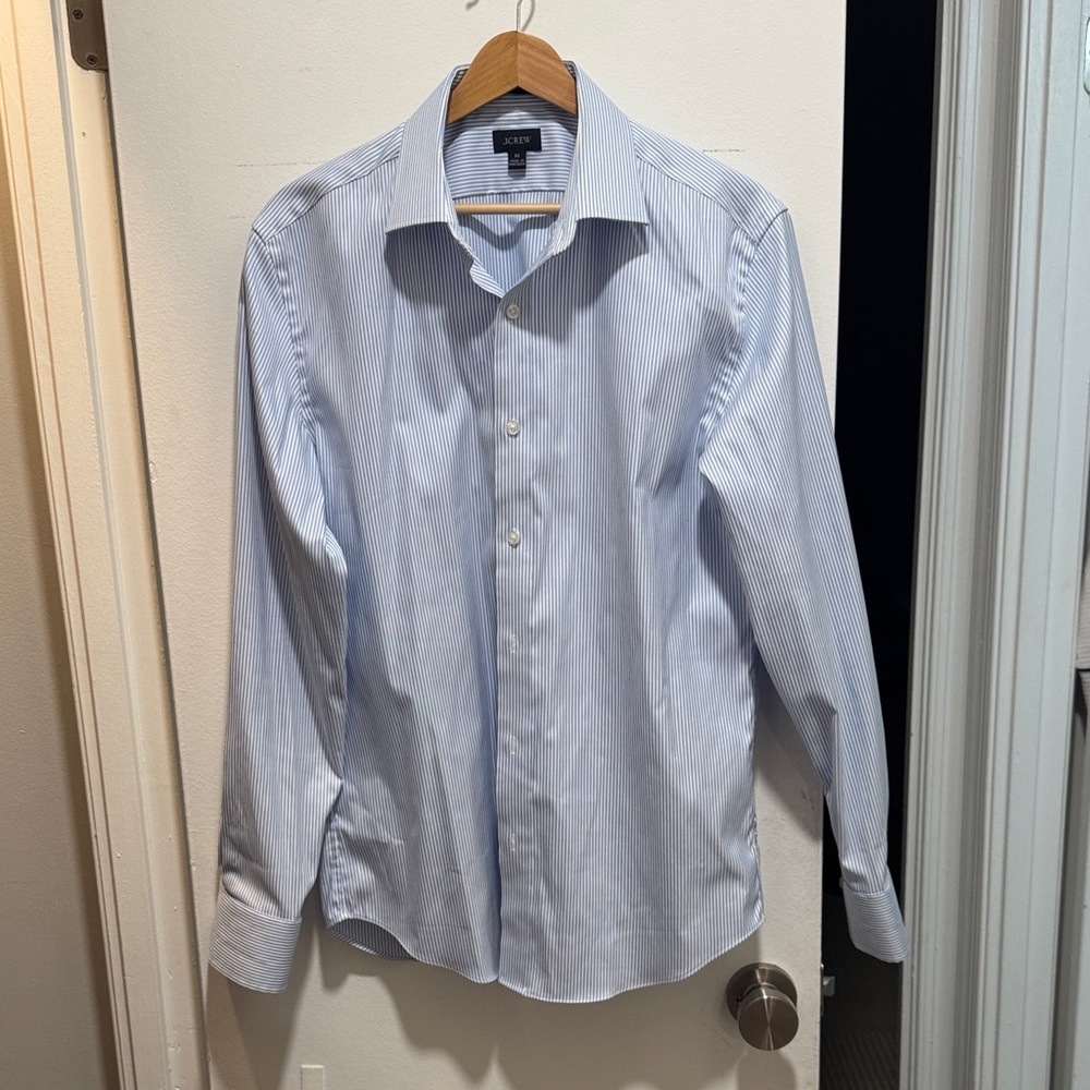 J.Crew Bowery Stretch Dress Shirt M – Slim Fit – Blue/White Stripe – New